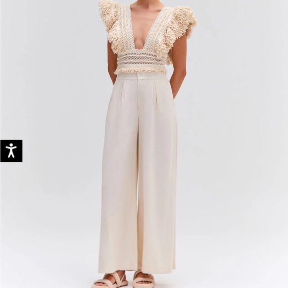 NWT PatBo Wide Leg Linen Pants in Natural - Picture 1 of 9